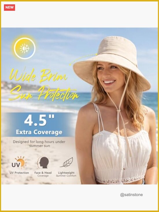 UPF 50+ Cotton Linen Wide Brim Sun Hat with Ponytail Hole main image 4